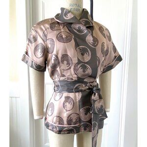 $350 MAX AZRIA Silk Kimono Top Blush M